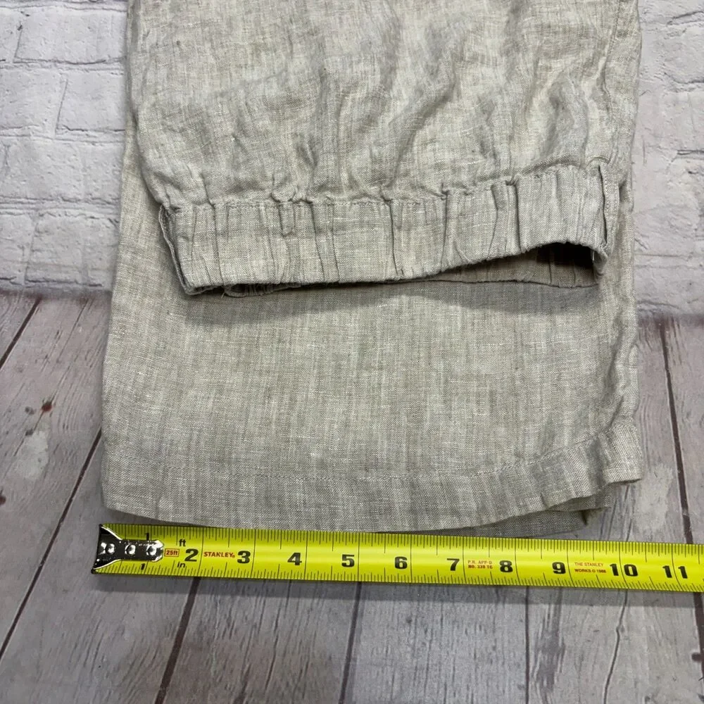Quince Women Wide Leg 100% Linen Crop Pants Size 2X Beige D127 -22
